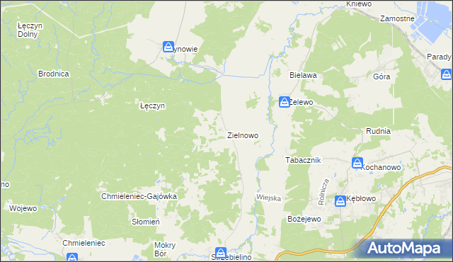 mapa Zielnowo gmina Luzino, Zielnowo gmina Luzino na mapie Targeo