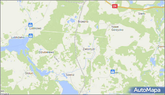 mapa Zielomyśl, Zielomyśl na mapie Targeo