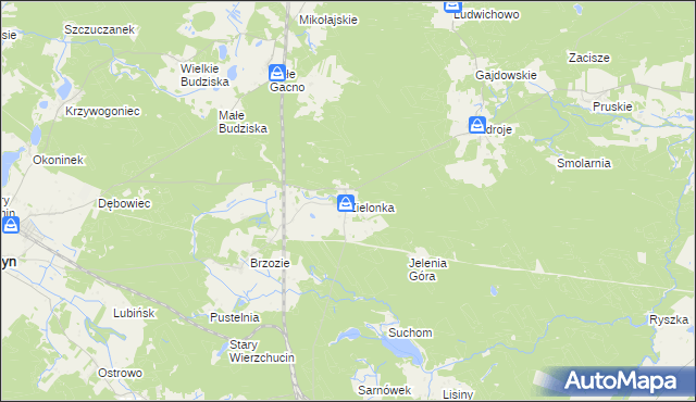 mapa Zielonka gmina Cekcyn, Zielonka gmina Cekcyn na mapie Targeo