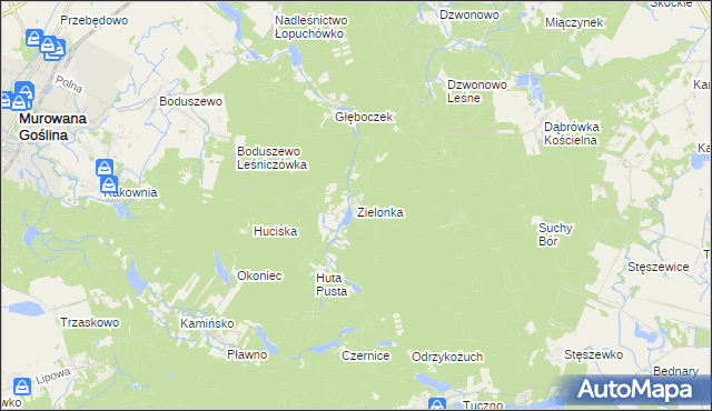 mapa Zielonka gmina Murowana Goślina, Zielonka gmina Murowana Goślina na mapie Targeo