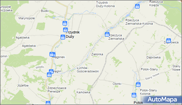 mapa Zielonka gmina Trzydnik Duży, Zielonka gmina Trzydnik Duży na mapie Targeo