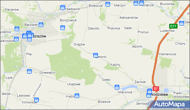 mapa Zielonki gmina Sędziszów, Zielonki gmina Sędziszów na mapie Targeo