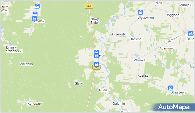 mapa Zieluń-Osada, Zieluń-Osada na mapie Targeo