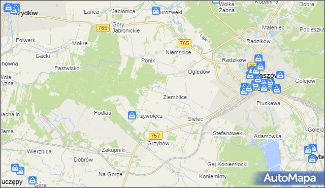 mapa Ziemblice, Ziemblice na mapie Targeo