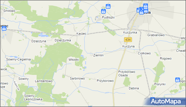 mapa Ziemlin, Ziemlin na mapie Targeo