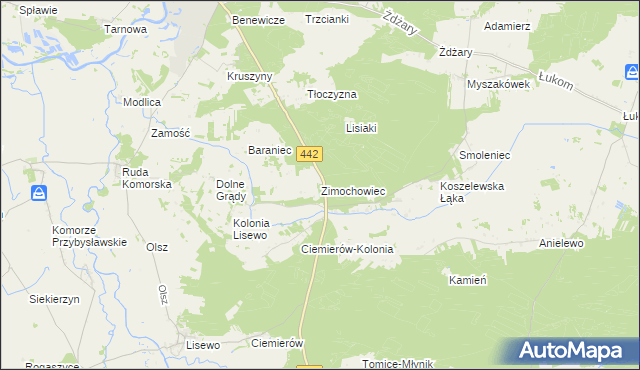 mapa Zimochowiec, Zimochowiec na mapie Targeo