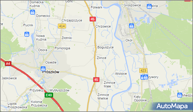 mapa Źlinice, Źlinice na mapie Targeo