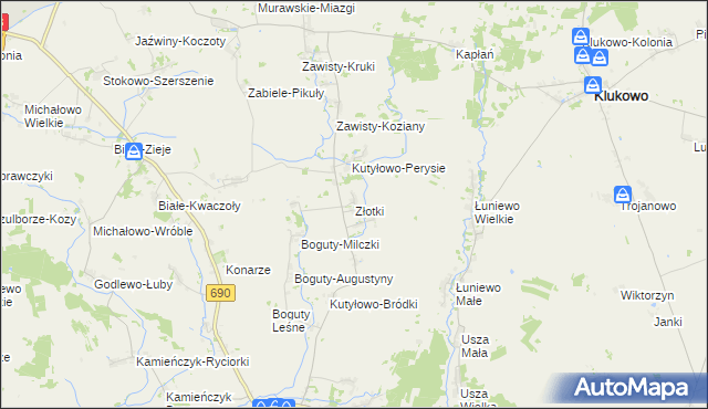 mapa Złotki gmina Boguty-Pianki, Złotki gmina Boguty-Pianki na mapie Targeo