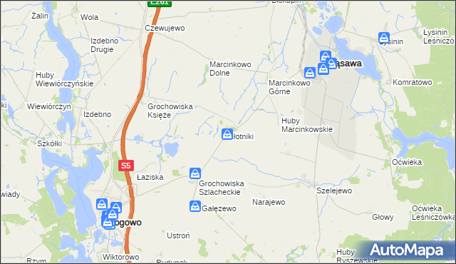 mapa Złotniki gmina Rogowo, Złotniki gmina Rogowo na mapie Targeo