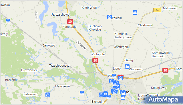 mapa Złotopole gmina Lipno, Złotopole gmina Lipno na mapie Targeo