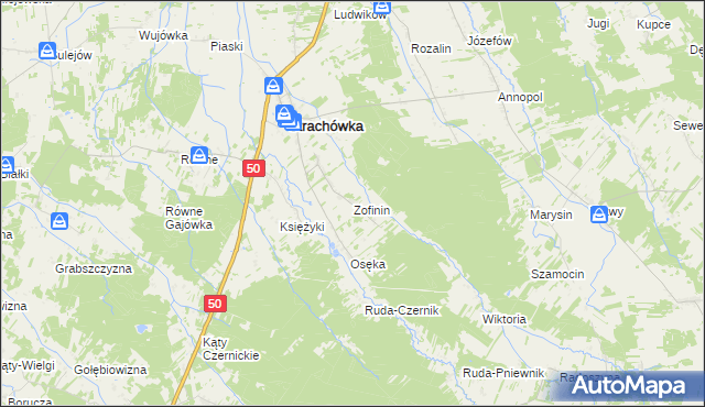 mapa Zofinin, Zofinin na mapie Targeo