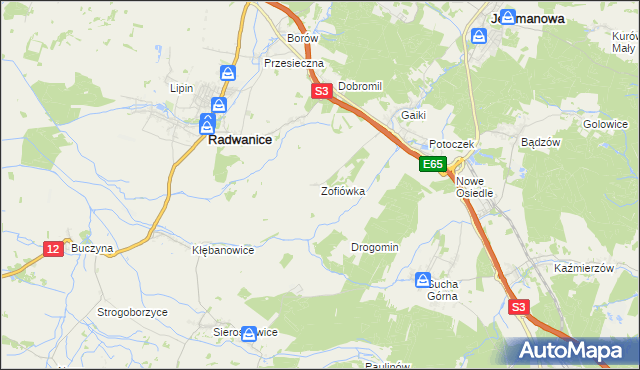 mapa Zofiówka gmina Jerzmanowa, Zofiówka gmina Jerzmanowa na mapie Targeo