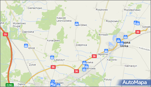 mapa Żołędnica, Żołędnica na mapie Targeo