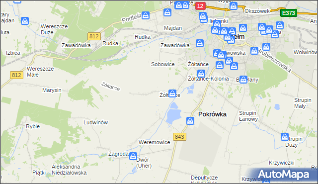 mapa Żółtańce, Żółtańce na mapie Targeo