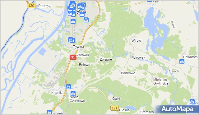 mapa Żórawie, Żórawie na mapie Targeo