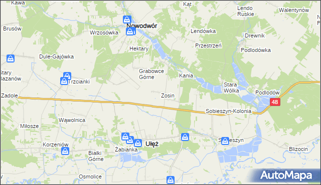 mapa Zosin gmina Ułęż, Zosin gmina Ułęż na mapie Targeo