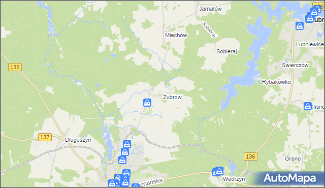 mapa Żubrów, Żubrów na mapie Targeo