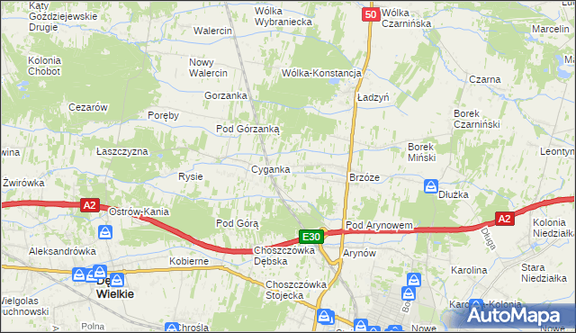 mapa Żuków gmina Mińsk Mazowiecki, Żuków gmina Mińsk Mazowiecki na mapie Targeo