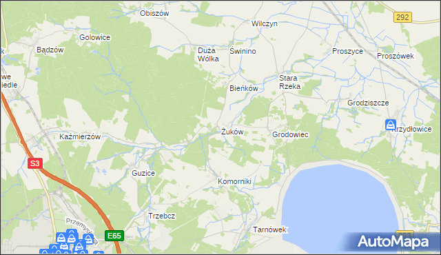 mapa Żuków gmina Polkowice, Żuków gmina Polkowice na mapie Targeo