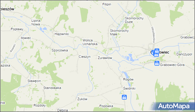 mapa Żurawlów, Żurawlów na mapie Targeo