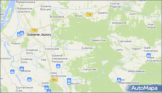 mapa Zuzanów, Zuzanów na mapie Targeo