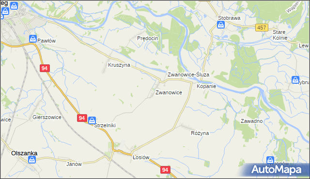 mapa Zwanowice gmina Skarbimierz, Zwanowice gmina Skarbimierz na mapie Targeo