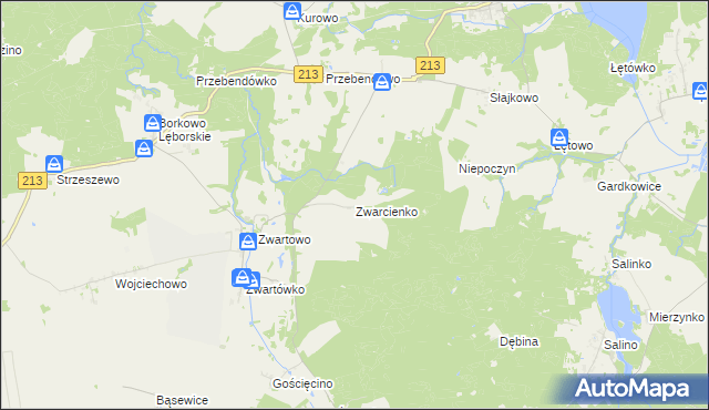 mapa Zwarcienko, Zwarcienko na mapie Targeo