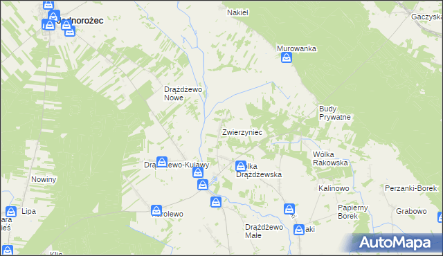 mapa Zwierzyniec gmina Krasnosielc, Zwierzyniec gmina Krasnosielc na mapie Targeo