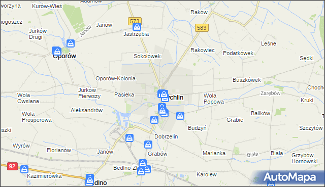 mapa Żychlin powiat kutnowski, Żychlin powiat kutnowski na mapie Targeo