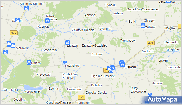 mapa Żychów, Żychów na mapie Targeo