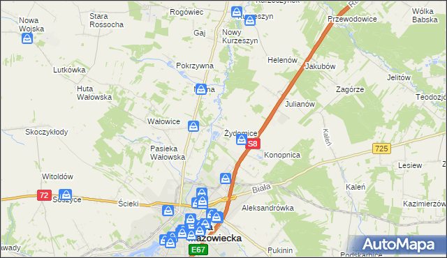 mapa Żydomice, Żydomice na mapie Targeo