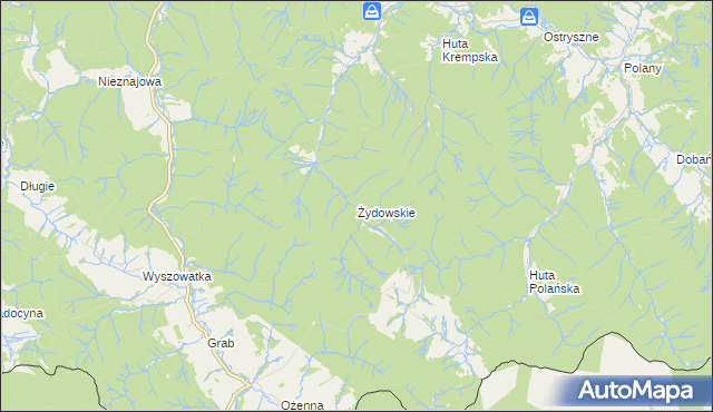 mapa Żydowskie gmina Krempna, Żydowskie gmina Krempna na mapie Targeo