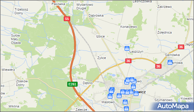 mapa Żylice gmina Rawicz, Żylice gmina Rawicz na mapie Targeo
