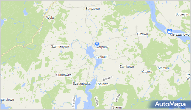 mapa Zyndaki, Zyndaki na mapie Targeo