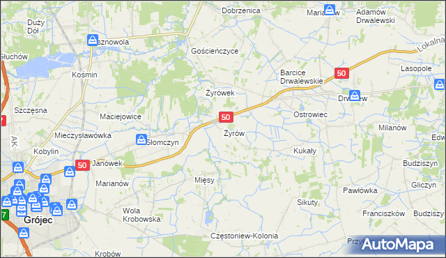mapa Żyrów, Żyrów na mapie Targeo