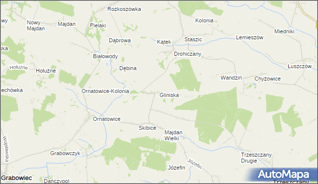 mapa Gliniska gmina Uchanie, Gliniska gmina Uchanie na mapie Targeo