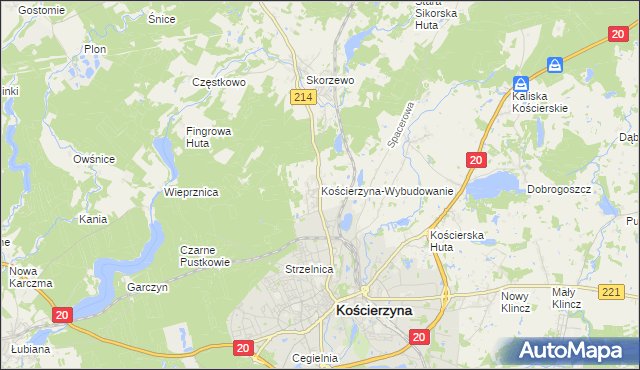 mapa Kościerzyna-Wybudowanie, Kościerzyna-Wybudowanie na mapie Targeo