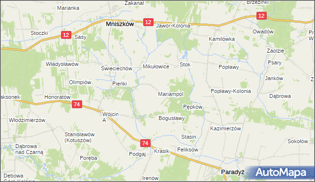 mapa Mariampol gmina Paradyż, Mariampol gmina Paradyż na mapie Targeo