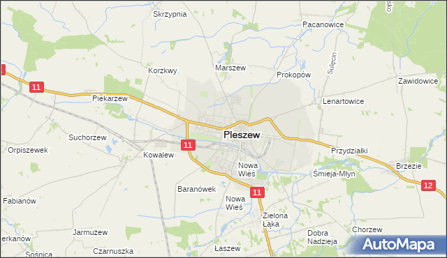 mapa Pleszew, Pleszew na mapie Targeo