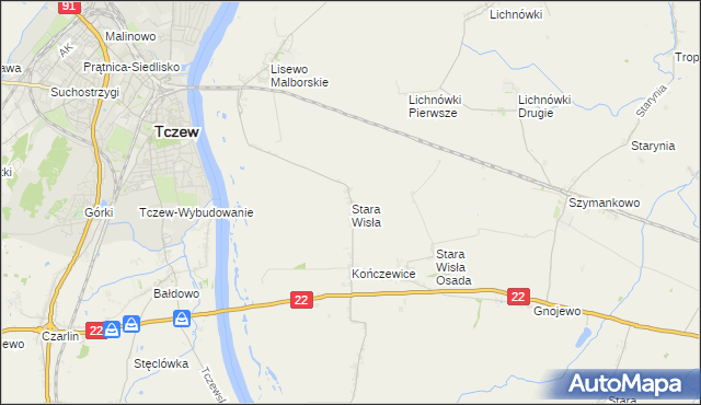 mapa Stara Wisła, Stara Wisła na mapie Targeo