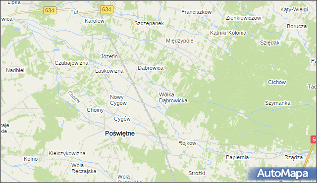 mapa Wólka Dąbrowicka, Wólka Dąbrowicka na mapie Targeo