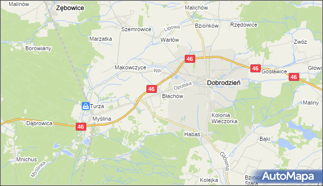 mapa Błachów, Błachów na mapie Targeo