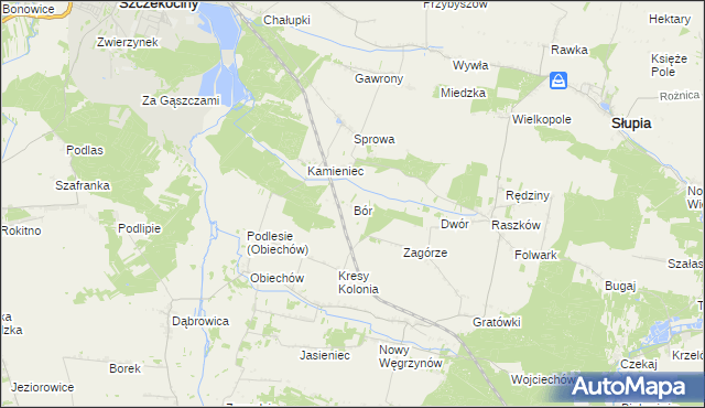 mapa Bór gmina Słupia, Bór gmina Słupia na mapie Targeo