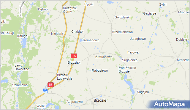 mapa Bratuszewo, Bratuszewo na mapie Targeo