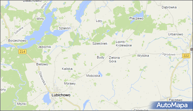 mapa Budy gmina Lubichowo, Budy gmina Lubichowo na mapie Targeo