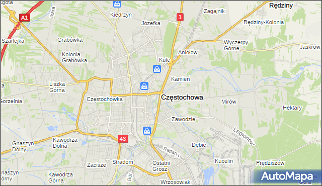 mapa Częstochowy, Częstochowa na mapie Targeo