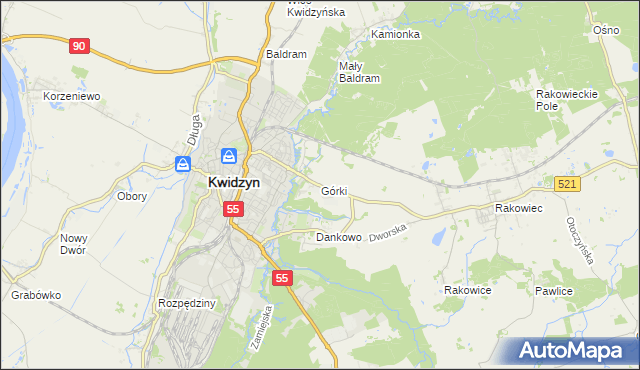 mapa Górki gmina Kwidzyn, Górki gmina Kwidzyn na mapie Targeo