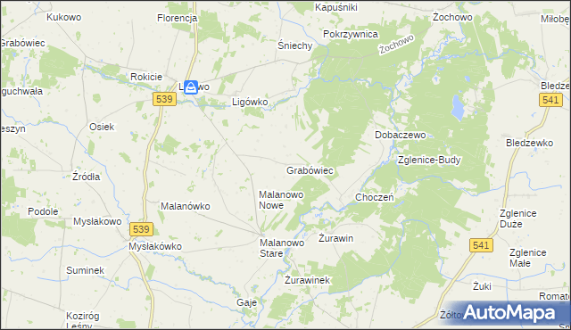 mapa Grabówiec gmina Mochowo, Grabówiec gmina Mochowo na mapie Targeo