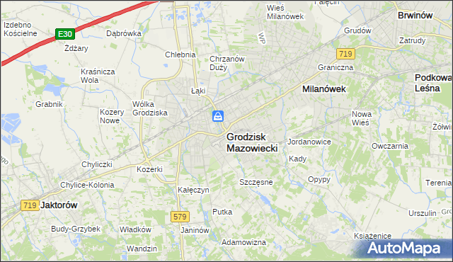 mapa Grodzisk Mazowiecki, Grodzisk Mazowiecki na mapie Targeo