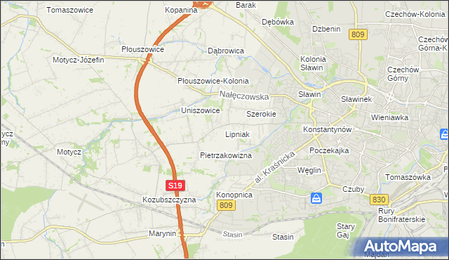 mapa Lipniak gmina Konopnica, Lipniak gmina Konopnica na mapie Targeo